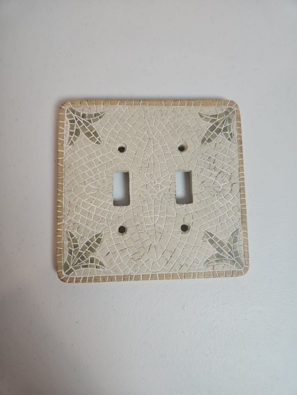 Ceramic Double Toggle Wall Plate Light Switch Cover Earthy Beach Natural W/screw